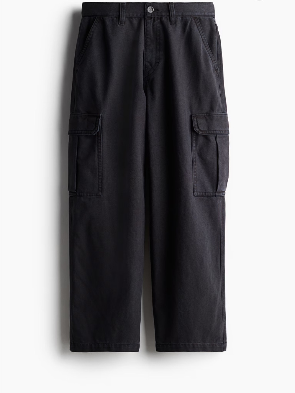 H&M Men's Black Baggy Fit Cargo Pants with Utility Pockets NWT